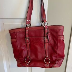 Coach Red Leather Gallery Lunch Medium Tote